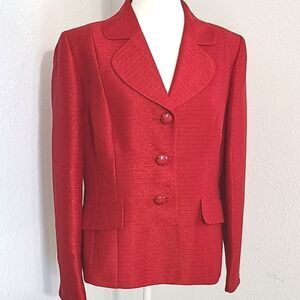 Kasper Red Buttondown Suit Jacket, Size 12